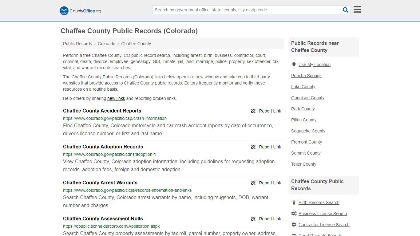 Chaffee County Public Records (Colorado) - County Office